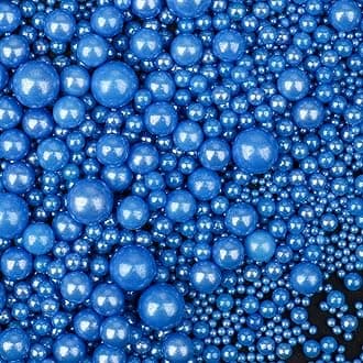 Blue Sprinkles for Cake Decorating, 130g/4.6oz Edible Royal Blue Pearl Sprinkles Mix, Sugar Candy Pearls for Baking, Cookie Decorations and Cupcake Toppings, Wedding Party Supplies