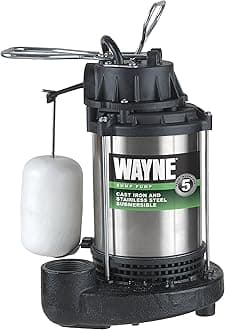 WAYNE - 1 HP Submersible Cast Iron and Stainless Steel Sump Pump with Integrated Vertical Float Switch - 6,100 Gallons Per Hour - Heavy Duty Basement Sump Pump