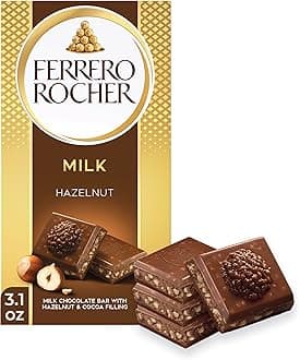 Ferrero Rocher Milk Chocolate Hazelnut Bar, with Cocoa Filling , Valentine's Day Chocolate Gift, 3.1oz