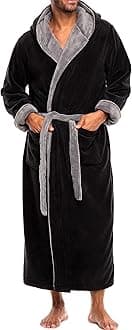 Alexander Del RossaMens Robe with Hood, Plush Fleece Hooded Mens Bathrobe, Big and Tall Bath Robe for Men