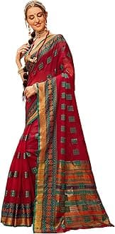 EthnicJunction Women's Kanchipuram Silk Half and Half Woven Saree With Blouse Piece