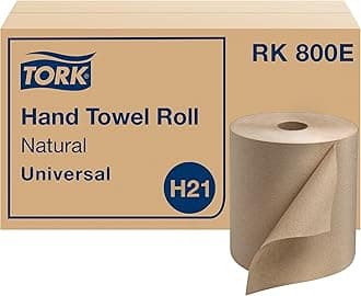 Tork Universal RK800E Hardwound Paper Roll Towel, 1-Ply, 7.87" Width x 800' Length, Natural (Case of 6 Rolls, 800 per Roll, 4,800 Feet)