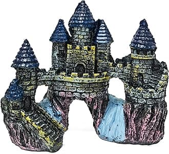 Fish Tank Decorations,Vintage Castle Aquarium Accessories,Resin Aquarium Decorations,Betta Fish Cave Hideout,Lively and Natural Fish Tank Accessories Provides Hiding Place for Fish(Castle)