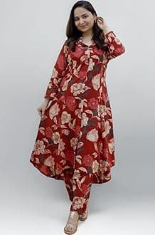 - Co ord set for women stylish | Anarkali Kurta-Set – Viscose Rayon Printed Kurta & Straight Pant | kurtis| Festive Indian Traditional Outfit Dress for Functions & Puja | Trendy Travel & Streetwear Look for Women | 3/4 Half Sleeve