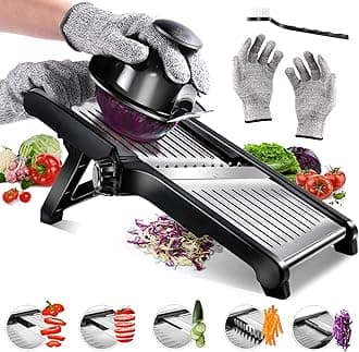 Masthome Mandoline Food Slicer, Adjustable Vegetable Slicer, Professional Kitchen Julienne Cutter in Stainless Steel for Onion, Potato, Tomato, Carrot