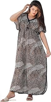 G4GirlWomen's Silk Geometric Print Maxi Nightgown