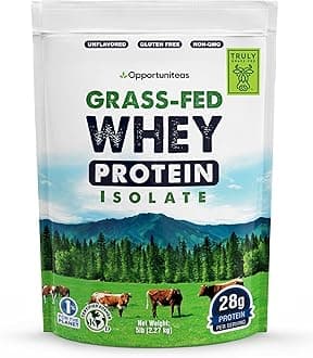 Grass Fed Whey Protein Powder Isolate - Unflavored - Low Carb Keto & Paleo Diet Friendly - Pure Grass-Fed Protein for Shakes, Smoothies, Drinks & Recipes- Non GMO & Gluten Free - 5 Pounds
