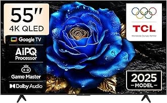 55T6C Television 55 Inch Smart TV 4K QLED Colorful Quantum Crystal HDR 10+ Gaming Google TV, Dolby Vision Atmos, DTS Virtual X, MEMC, Voice Control, Game Master with Slim Design (2025 Model)