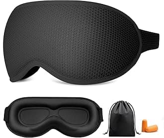 Sleep Eye Mask for Women Men, 100% Light Blocking 3D Sleeping Zero Eye Pressure Eye Cover, Eyelash Friendly, Ultra Soft& Comfortable Night Blindfold with Adjustable Strap for Travel, Nap-Black