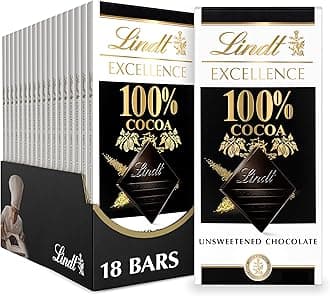 EXCELLENCE 100% Cocoa Dark Chocolate Bar, Dark Chocolate Candy, 1.7 oz. (18 Pack)