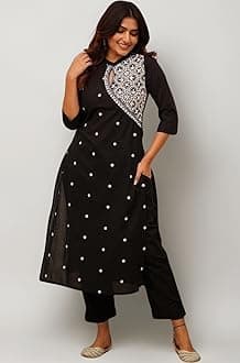 Kurta Set for Women | Women Kurta Pant Set |Cotton Blend Embroidered Regular Women Kurti Set (K-34-38)