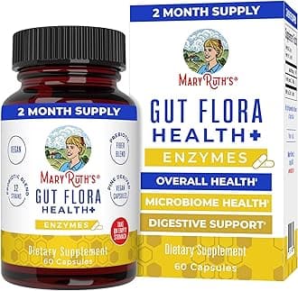 Gut Flora Health+ Enzymes by | Vegan Prebiotic Probiotic Digestive Enzyme Blend for Healthy Gut Biome & Digestive Support | Immune Function & Gastrointestinal Health | 2 Month Supply