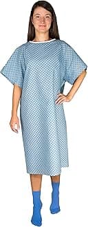 Hospital Gown Back Tie - Blue - 12 Pack