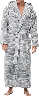 Alexander Del Rossa Mens Robe with Hood, Plush Fleece Hooded Mens Bathrobe, Big and Tall Bath Robe for Men