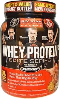 Whey Protein Powder | Six Star Whey Protein Plus | Whey Protein Isolate & Peptides | Lean Protein Powder for Muscle Gain | Muscle Builder for Men & Women | Chocolate, 2 lbs (Package May Vary)