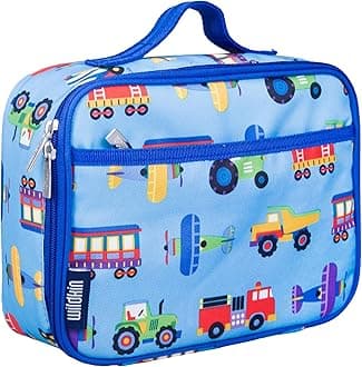 Wildkin Kids Insulated Lunch Box Bag for Boys & Girls, Reusable Kids Lunch Box is Perfect for Early Elementary Daycare School Travel, Ideal for Hot or Cold Snacks & Bento Boxes(Trains, Planes &Trucks)