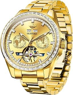 Watch for Men Automatic Wristwatch 3D Dial with 5ATM Waterproof Luminous Calendar Skeleton Watches-Sapphire Crystal Tungsten Steel Strap