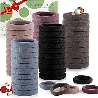 100 Pcs Thick Seamless Brown Hair Ties, Ponytail Holders Hair Accessories No Damage for Thick Hair (Natural Colors)