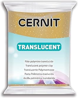 CernitPolymer Clay - Translucent Series - 56 Grams Block - Made in Belgium (Glitter Gold)