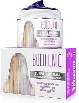 Purple Hair Mask for Blonde, Platinum and Silver Hair, Blue Masque to Reduce Brassiness and Condition Dry, Damaged Hair, Sulfate Free Toner, 200 ml