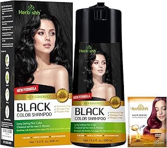 Hair Color Shampoo for Gray Hair - Enriched Formula with Keratin & Tuber Fleece Flower - Full Grey Coverage, Easy to Use, Long lasting, Instant - Black (400ml)
