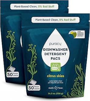 Dishwasher Pods, Natural Dishwasher Detergent, Citrus Skies Dish tabs - Enzyme-Powered, Spot & Residue Free - TikTok Trend Items, Must Haves from TikTok (Citrus Skies, 50 Count - 2 Pack)