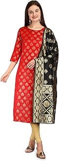 VredeVogelWomen's Cotton Silk Blend Kurta Pant With Dupatta Set
