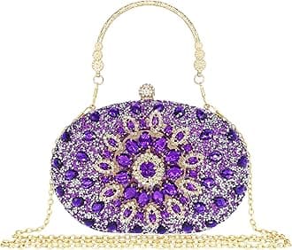 Rhinestone Clutch Purses for Women Evening Wedding Formal Round Pearl Clasp Handbag for Party Prom