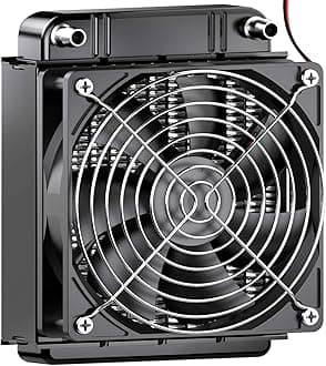 Clyxgs Water Cooling Radiator, 8 Pipe Aluminum Heat Exchanger Radiator with Fan for PC CPU Computer Water Cool System DC12V 80mm Black