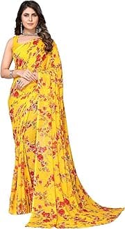 Women's Fashion Red Georgette Saree with Blouse