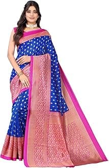 SatraniWomen's Printed Poly Silk Saree with Unstitched Blouse Piece