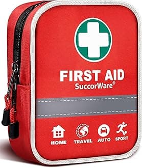 SuccorWare 130 Pieces First Aid Kit with Hospital Grade Medical Supplies - Includes Emergency Blanket, Bandage - Great for Home, Outdoors, Office, Car, Travel, Camping, Hiking, Boating