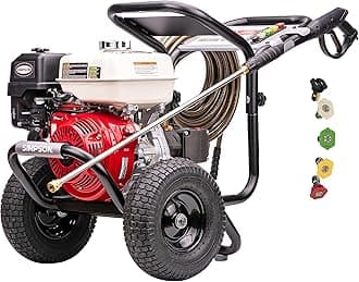 Simpson Cleaning PS60869 PowerShot 4000 PSI Gas Pressure Washer, 3.5 GPM AAA Triplex Pump, Honda GX270 Engine, Includes Spray Gun, Wand, 5 QC Nozzle Tips, 3/8-inch x 50-Foot Monster Hose, 49-State