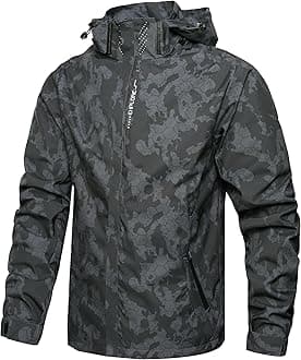 Men's Lightweight Waterproof Rain Jacket,Shell Hooded Outdoor Raincoat Hiking Windbreake jacket