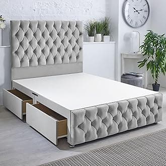 – ComfoRest - Elegant 6FT Super King Divan Bed with 4 Drawers | Durable Base for Modern Interiors | Sturdy Frame with Functional Design for Spacious Bedrooms (Silver Plush)