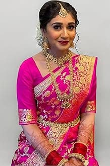 - Women's Banarasi Saree Pure Kanjivaram Silk Saree Soft new ladies 2023 Design Wear Pattu Sarees Latest Cotton Party Sari collections With Blouse Piece for Wedding sadi (PARI 164 WINE)