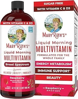 MARYRUTH'S Liquid Morning Multivitamin for Women, Men & Kids | Vitamin A C D E B6 B12 Biotin Zinc | Beauty | Vegan | Non-GMO | Gluten Free | 32 Servings