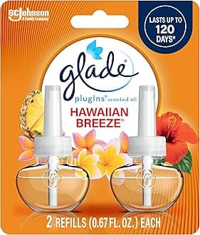 Glade PlugIns Refills Air Freshener, Scented and Essential Oils for Home and Bathroom, Hawaiian Breeze, 1.34 Fl Oz, 2 Count