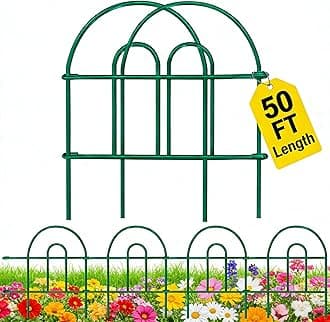 Amagabeli Garden Home & Decorative Fence Border 35panels 18inchl x 50ft Animal Barrier Fence Border Black Thicken Metal Wire Fencing Rustproof Landscape Patio Flower Bed Edge Section