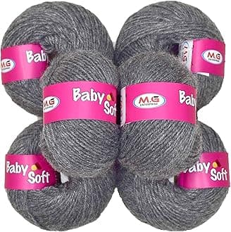 KNIT KING 100% Acrylic Wool Wrosted Grey (8 pc) Baby Soft 4 ply Wool Ball Hand Knitting Wool/Art Craft Soft Crochet Hook Yarn, Needle Knitting Yarn Thread Dye N E F GG