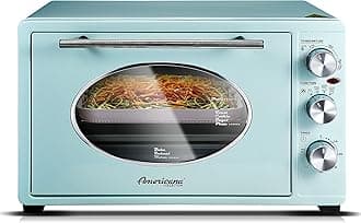 Elite Gourmet Americana by Elite ETO3300M Vintage 50’s Diner Retro Countertop Toaster oven, Bake, Broil, Toast, Fits 12” Pizza, Temperature Control & Adjustable 60-Minute Timer 1500W, 8-slice, Mint