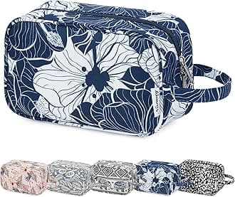Sponsored Ad – Travel Toiletry Wash Bag for Women Traveling Dopp Kit Makeup Bag Organizer for Toiletries Accessories Cosmetics (Blue Lotus)