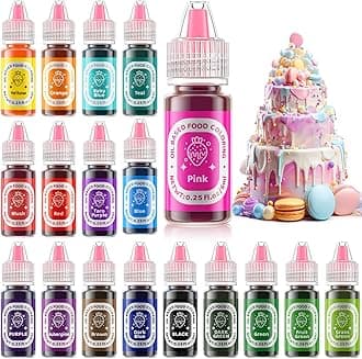 Oil Based Food Coloring for Chocolate 15 Color - Food Color for Valentine's Day Cake Decorating Candy Melts Food Dye for Oil Frosting Icing Dye for Baking Cookie Fondant Meringues, 0.25 Fl. Oz/Bottles