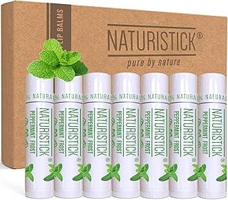 Naturistick Natural Beeswax Lip Balm 7-Pack | Peppermint | Standard 0.15 oz Tubes