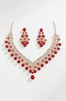 Latest Stylish Design Fancy Wedding Party Crystal Diamonds Necklace Jewellery Set for Women