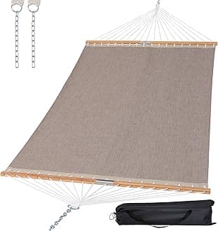 Hammocks Outdoor Hammock with Spreader Bar, Poolside Portable Hammock for Outside, Coffee