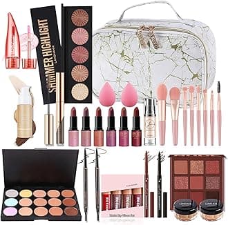All-In-One Makeup Kit, MKNZOME Complete Makeup Gift Set Full Kit Combination with Eyeshadow Lipstick Concealer etc, Essential Starter Bundle for Women, Pro Multi-uses Beauty Cosmetic Set with Gift Box