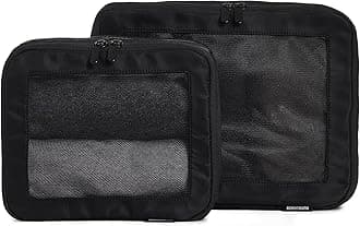 Compression Packing Cubes for Travel - Luggage Organizer Bags - Double Zipper Packing Cubes for Suitcases (2-Pack, Black)