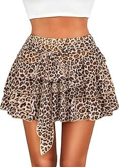 Women's Mini Skirt Mesh Flowy Hem Y2K Skirts Multi-Layer Ruffle Trim Lingerie Skirt