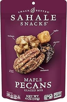 Sahale Snacks Maple Pecans Glazed Mix, 4 oz Pouches (6 Packs) Dry-Roasted, Deluxe Mixed Nuts with Cherries, Apples, Maple, and Cinnamon - Non-GMO, Kosher, and Certified Gluten-Free Snacks